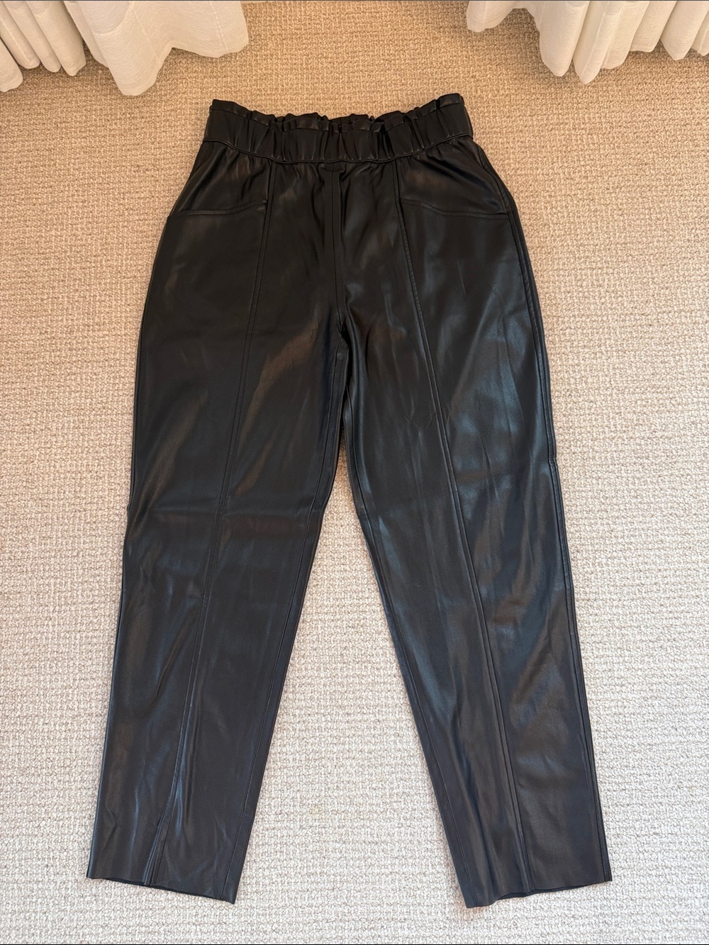 We Are Sundays Black Faux Leather Pull On Pants - NWOT Size M